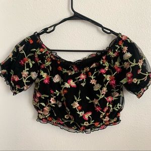 Floral Off the Shoulder Crop Top